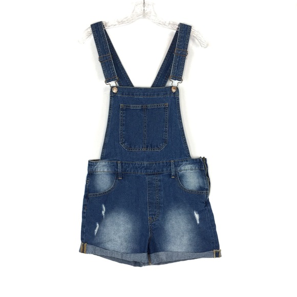 Forever 21 Pants - 🛍 Forever 21 Distressed Overall Shorts Womens 27